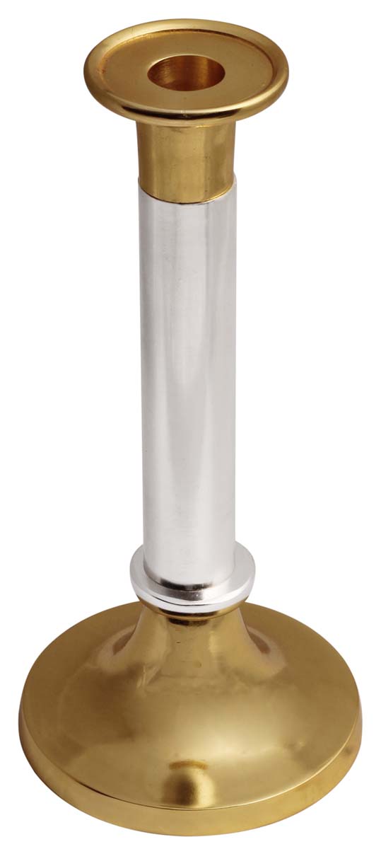 14.5” Pedestal Candle-Holder in Gold & Silver Tone – Hand-Crafted in Aluminum – Antique-Look Home Décor / Thoughtful Gifts